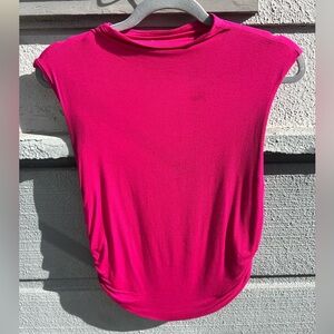 A New Day Pink Mock Neck Ruched Side Top